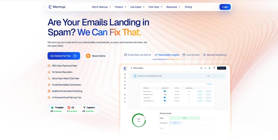 E-Warmup landing page